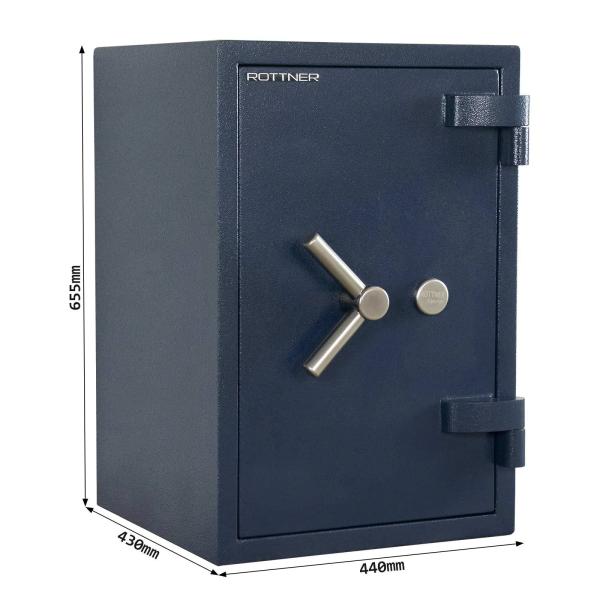 Rottner Wertschutzschrank EN 1 Exklusiv Titan Fire 65 Doppelbartschloss blau T06469